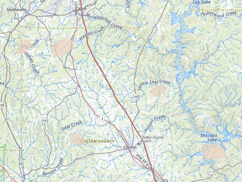 Radar-estimated hail-size map of the storm over Clanton, AL on Aug 20, 2026