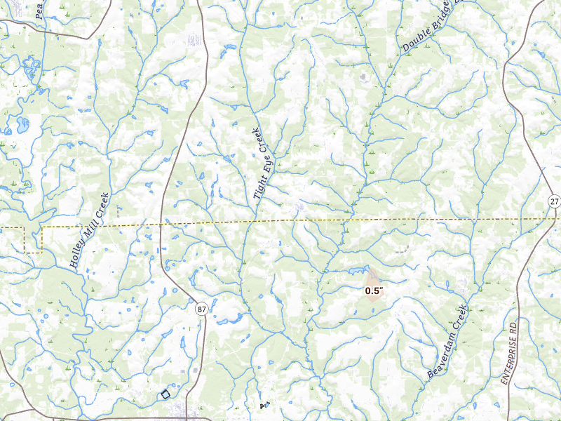 Radar-estimated hail-size map of the storm over Coffee Springs, AL on Apr 1, 2026