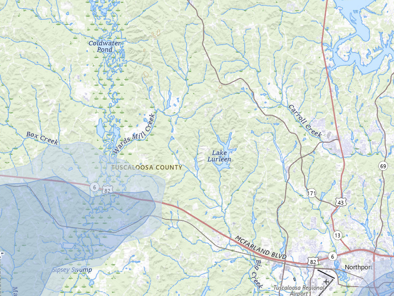 NEXRAD radar-signature map of the hail over Coker, AL