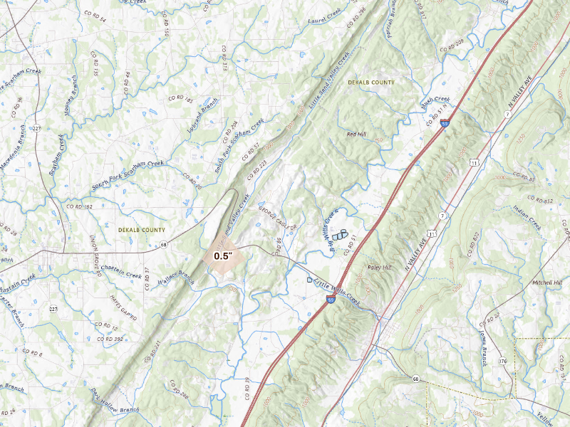 Radar-estimated hail-size map of the storm over Collinsville, AL