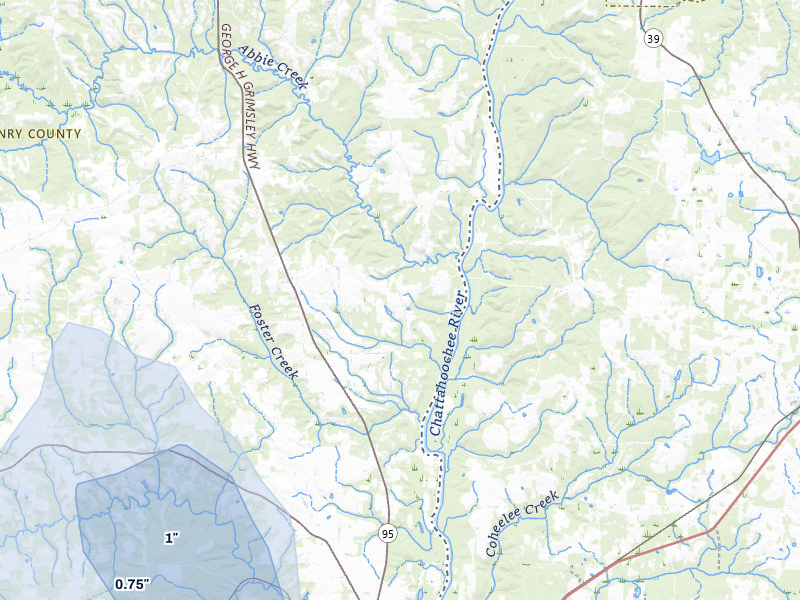 NEXRAD radar-signature map of the hail storm over Columbia, AL on Aug 21, 2026