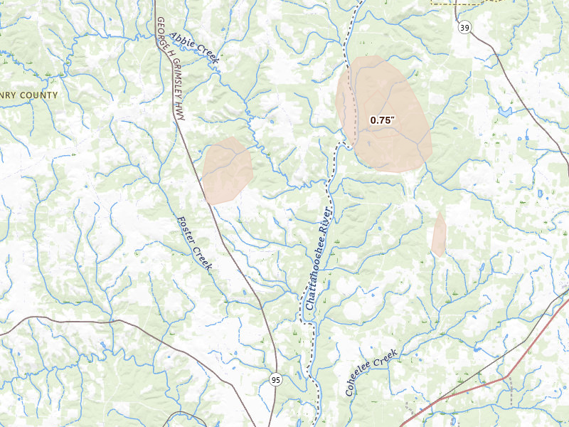 Radar-estimated hail-size map of the storm over Columbia, AL