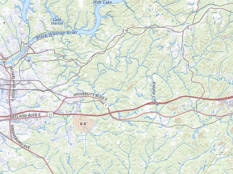 Radar-estimated hail-size map of the storm over Cottondale, AL