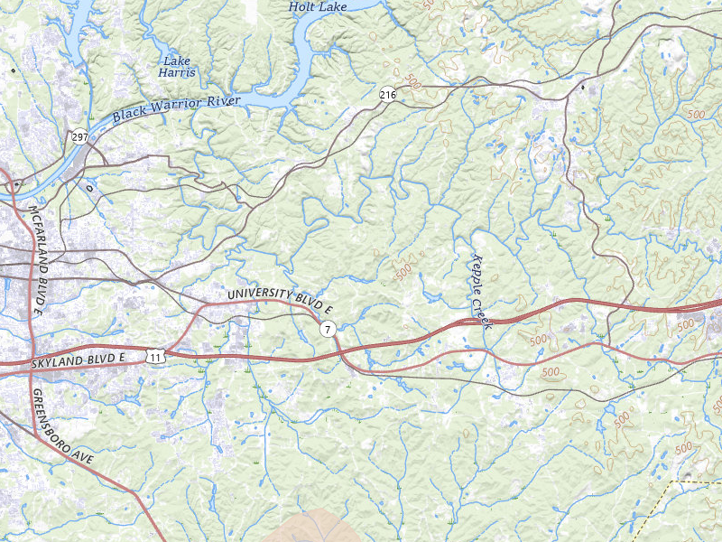 Radar-estimated hail-size map of the storm over Cottondale, AL on Jul 19, 2026