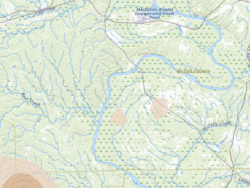 Radar-estimated hail-size map of the storm over Coy, AL on Aug 18, 2026