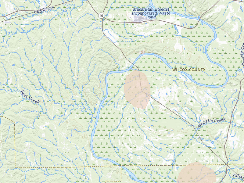 Radar-estimated hail-size map of the storm over Coy, AL on Aug 19, 2026
