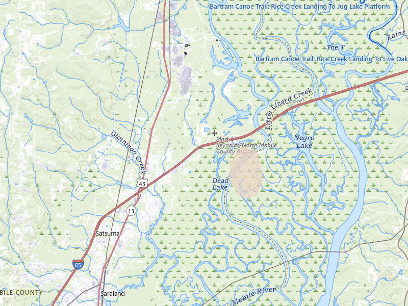 Radar-estimated hail-size map of the storm over Creola, AL on Aug 19, 2026
