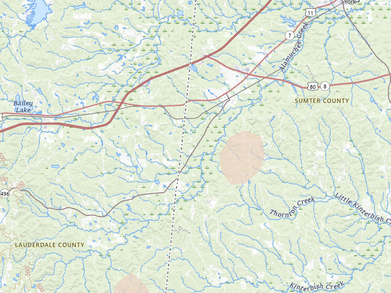 Radar-estimated hail-size map of the storm over Cuba, AL on Aug 19, 2026