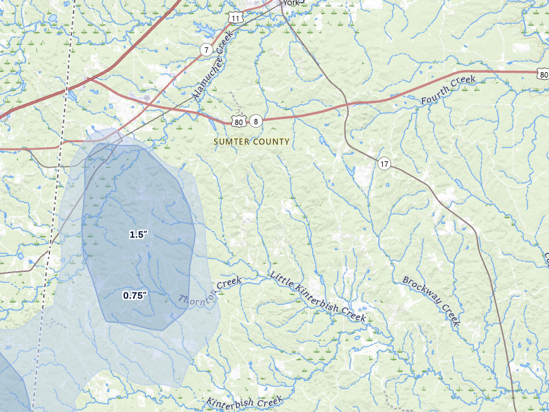 NEXRAD radar-signature map of the hail storm over Cuba, AL on Aug 19, 2026