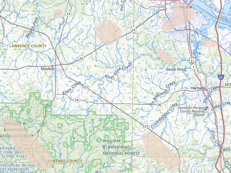 Radar-estimated hail-size map of the storm over Danville, AL on Jun 1, 2026