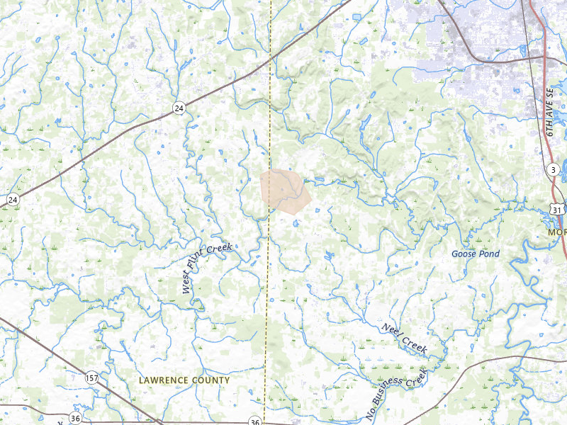 Radar-estimated hail-size map of the storm over Danville, AL on Aug 17, 2026