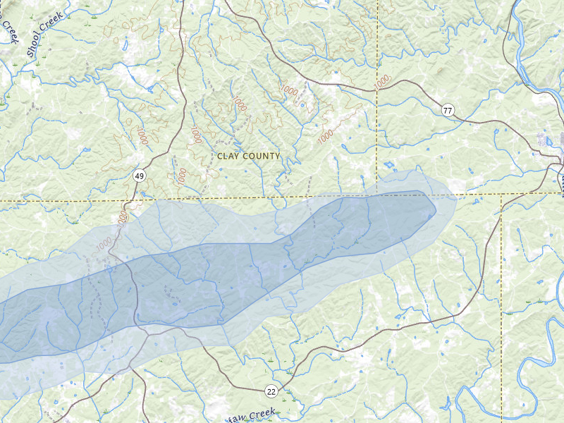 NEXRAD radar-signature map of the hail storm over Daviston, AL on May 6, 2026