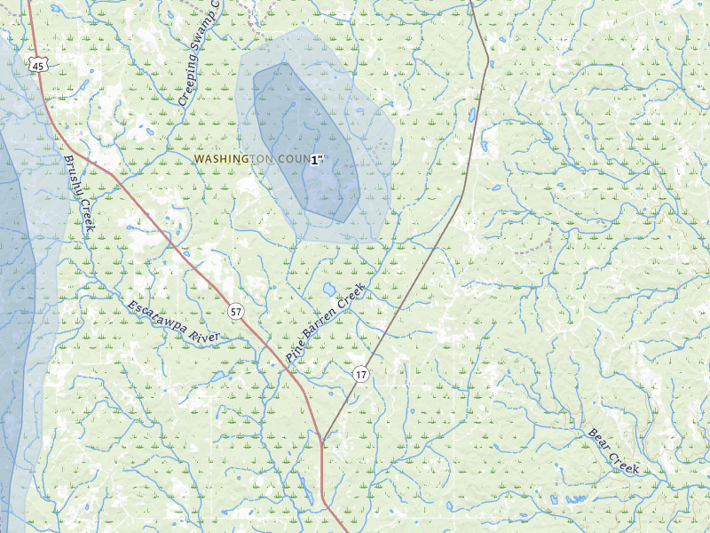 NEXRAD radar-signature map of the hail over Deer Park, AL