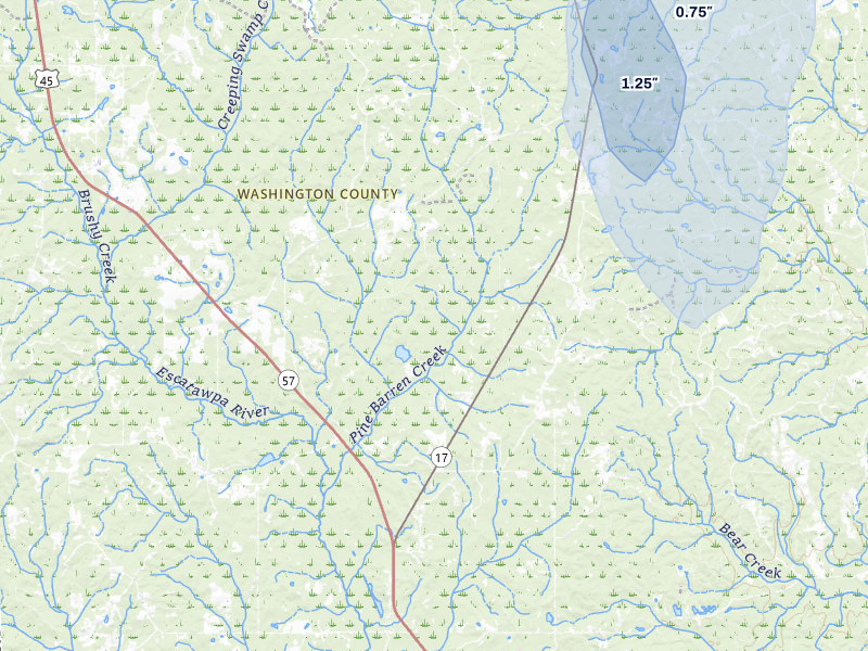 NEXRAD radar-signature map of the hail storm over Deer Park, AL on Aug 19, 2026