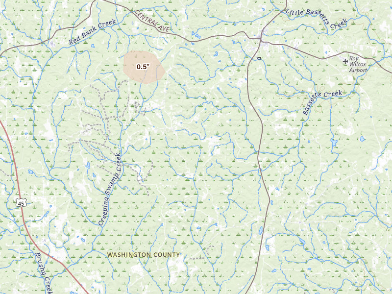 Radar-estimated hail-size map of the storm over Deer Park, AL