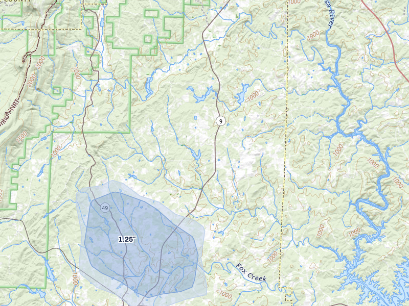 NEXRAD radar-signature map of the hail storm over Delta, AL on Jul 5, 2026