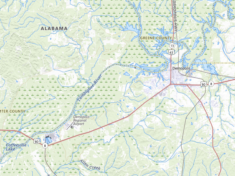 Radar-estimated hail-size map of the storm over Demopolis, AL on Apr 28, 2026