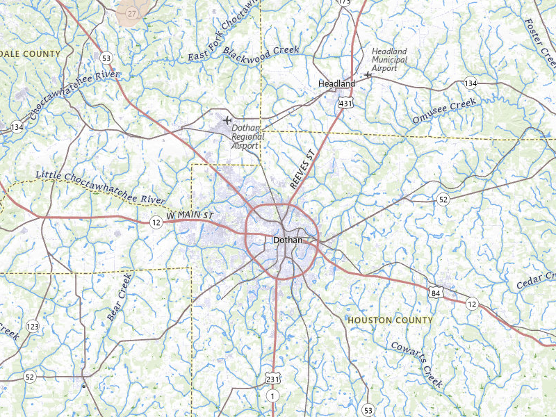 Radar-estimated hail-size map of the storm over Dothan, AL on Mar 31, 2026