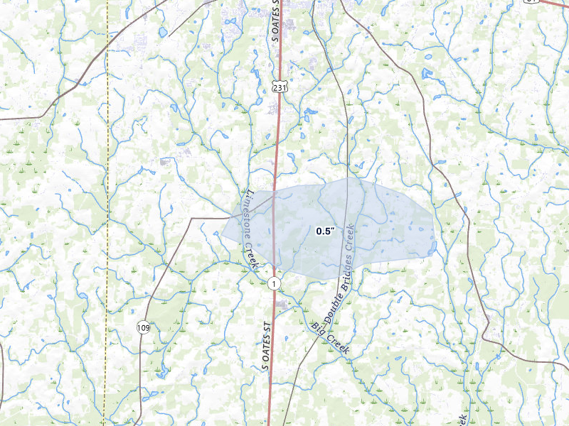 NEXRAD radar-signature map of the hail storm over Dothan, AL on May 31, 2026