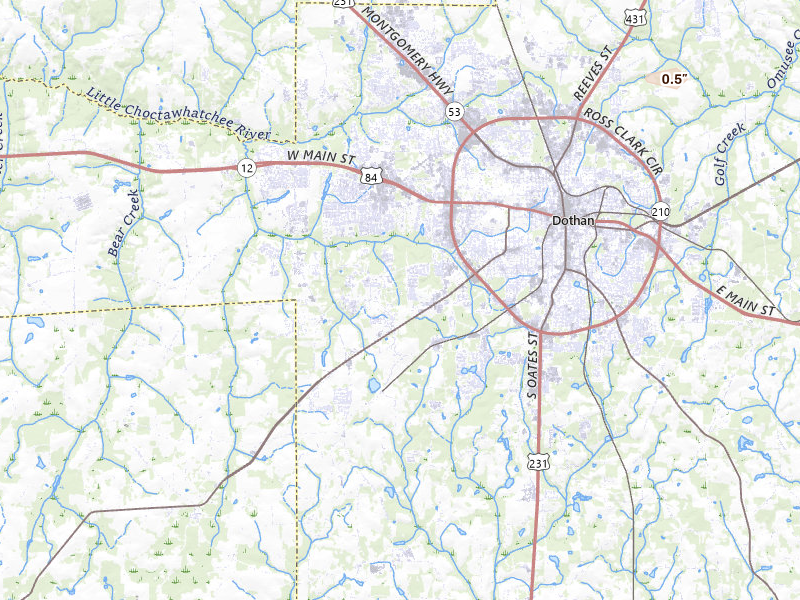 Radar-estimated hail-size map of the storm over Dothan, AL on Jun 14, 2026