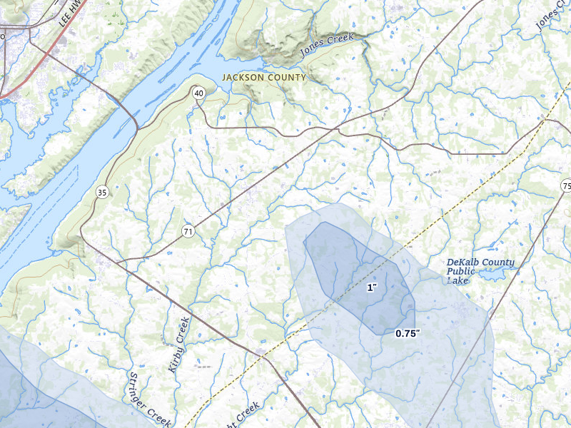 NEXRAD radar-signature map of the hail over Dutton, AL