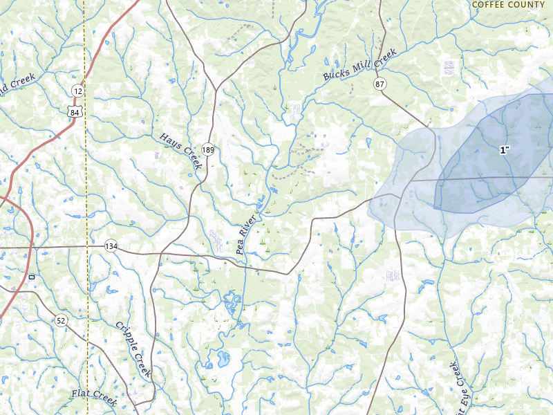 NEXRAD radar-signature map of the hail storm over Elba, AL on Jun 30, 2026
