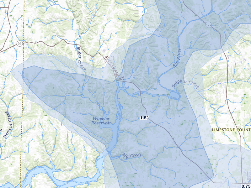 NEXRAD radar-signature map of the hail storm over Elkmont, AL on Jun 1, 2026