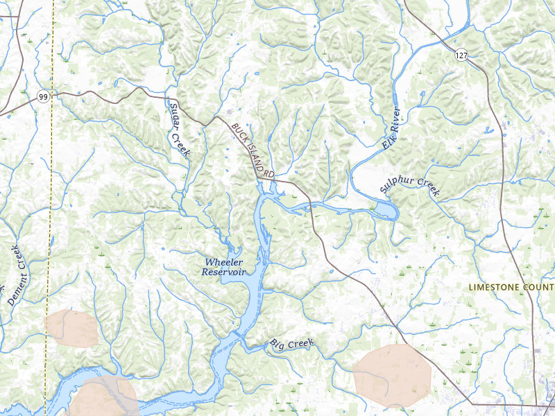 Radar-estimated hail-size map of the storm over Elkmont, AL on Jul 9, 2026