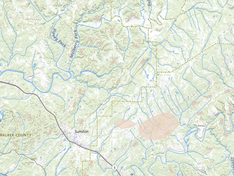 Radar-estimated hail-size map of the storm over Empire, AL on Mar 9, 2026