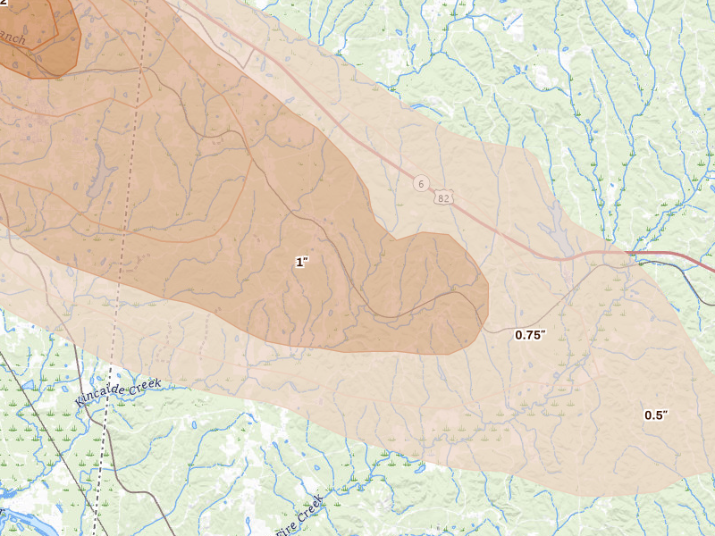 Radar-estimated hail-size map of the storm over Ethelsville, AL