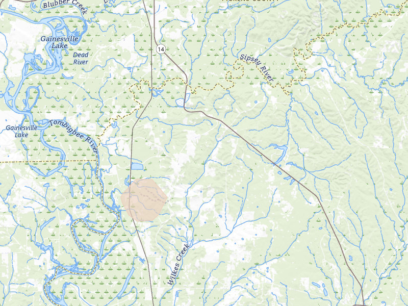 Radar-estimated hail-size map of the storm over Eutaw, AL on Apr 29, 2026