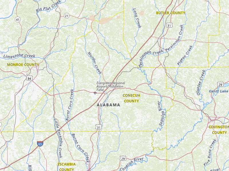 Radar-estimated hail-size map of the storm over Evergreen, AL on Jun 30, 2026