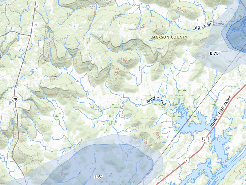 NEXRAD radar-signature map of the hail storm over Fackler, AL on Jul 3, 2026