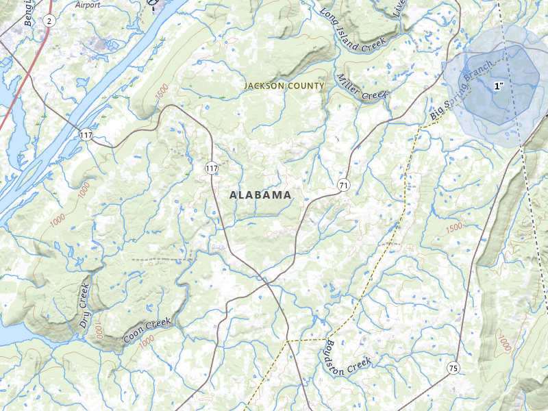 NEXRAD radar-signature map of the hail storm over Flat Rock, AL on Aug 7, 2026