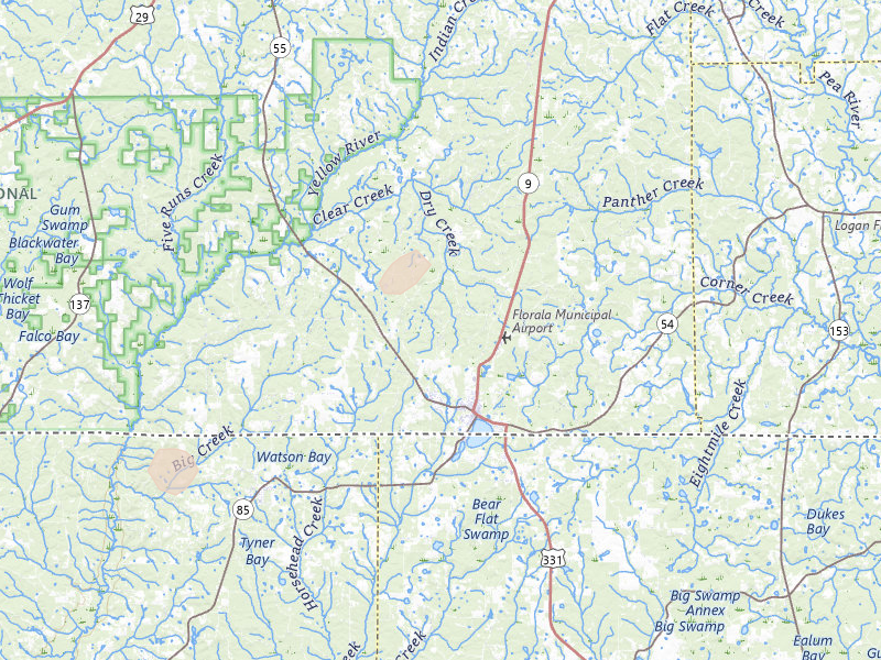 Radar-estimated hail-size map of the storm over Florala, AL on Jun 19, 2026
