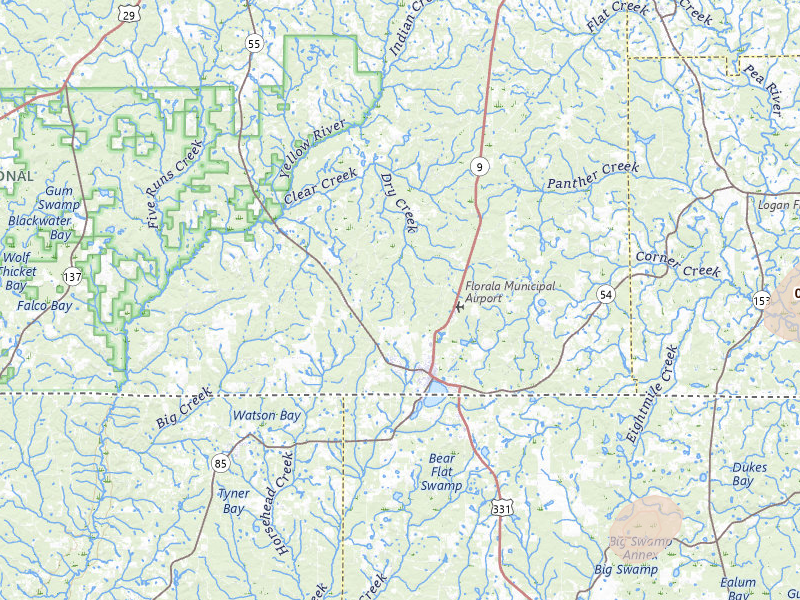 Radar-estimated hail-size map of the storm over Florala, AL on Jul 10, 2026