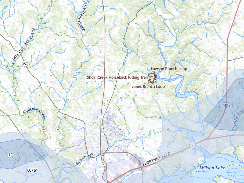 NEXRAD radar-signature map of the hail over Florence, AL