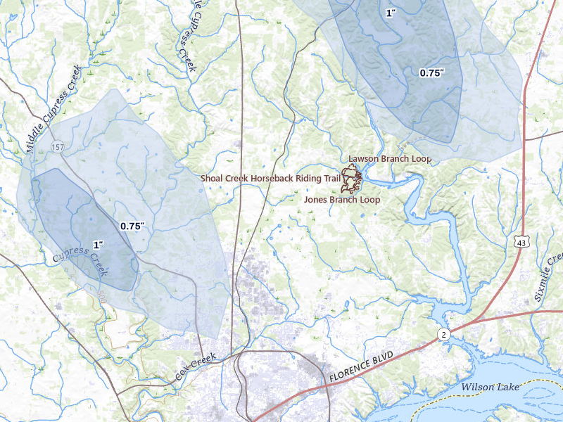 NEXRAD radar-signature map of the hail storm over Florence, AL on May 31, 2026