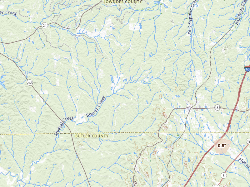 Radar-estimated hail-size map of the storm over Fort Deposit, AL
