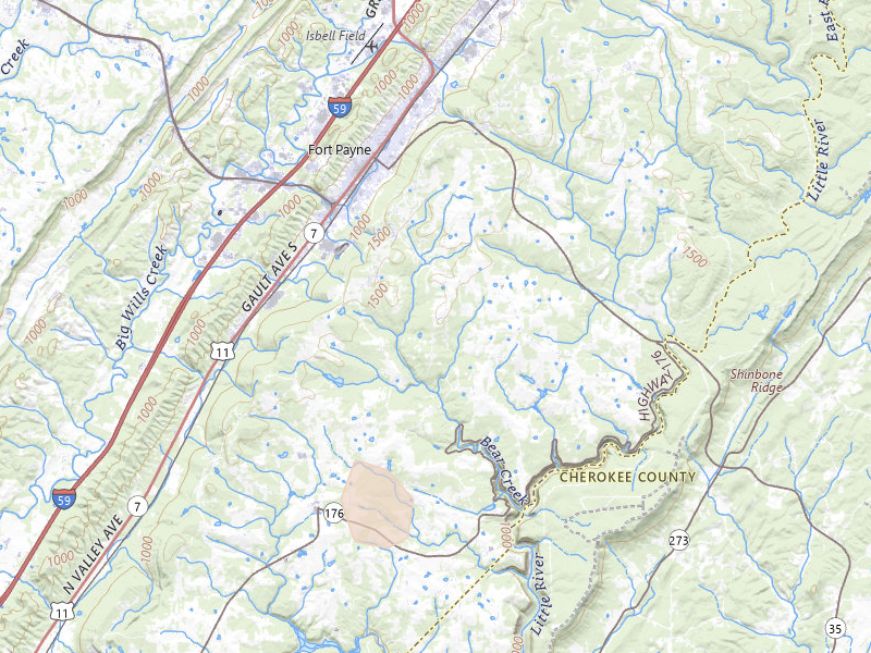Radar-estimated hail-size map of the storm over Fort Payne, AL on Apr 25, 2026