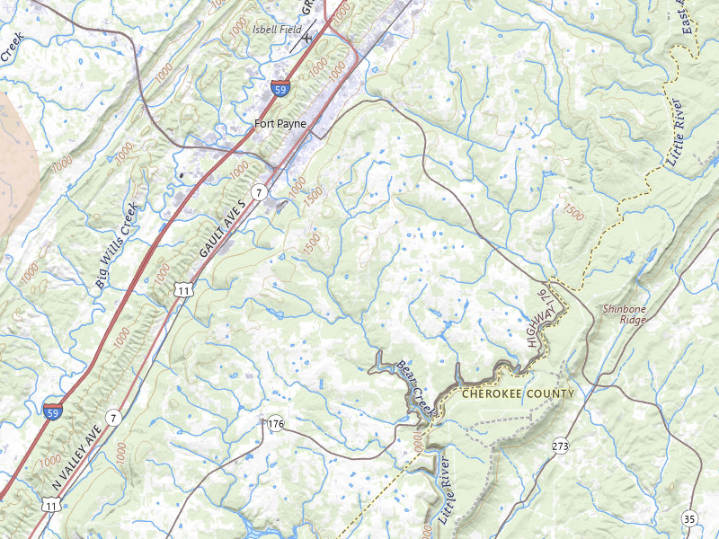 Radar-estimated hail-size map of the storm over Fort Payne, AL on Jul 3, 2026