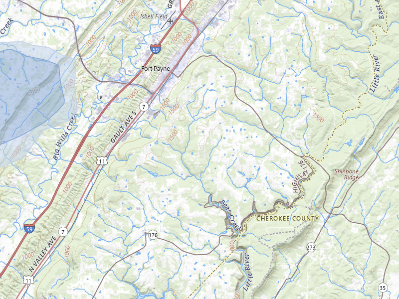 NEXRAD radar-signature map of the hail storm over Fort Payne, AL on Jul 3, 2026