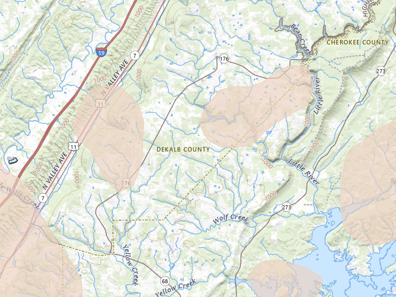 Radar-estimated hail-size map of the storm over Fort Payne, AL on Aug 20, 2026