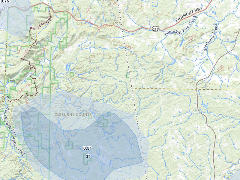 NEXRAD radar-signature map of the hail storm over Fruithurst, AL on Aug 11, 2026
