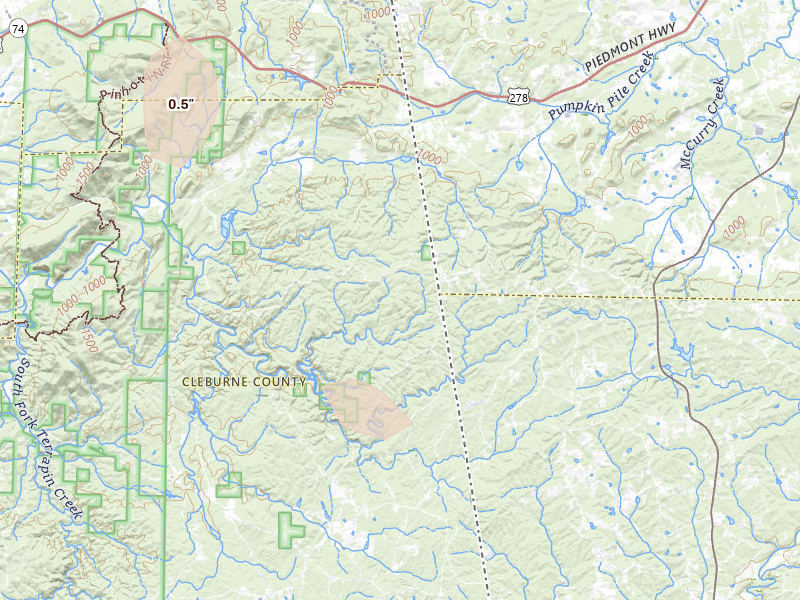 Radar-estimated hail-size map of the storm over Fruithurst, AL