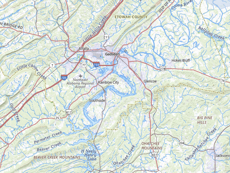NEXRAD radar-signature map of the hail over Gadsden, AL