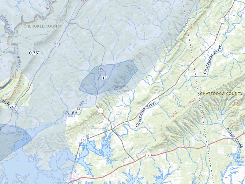 NEXRAD radar-signature map of the hail storm over Gaylesville, AL on Aug 11, 2026