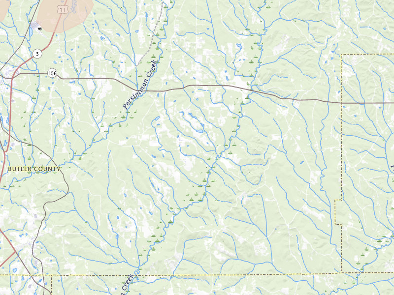 Radar-estimated hail-size map of the storm over Georgiana, AL on Jul 30, 2026