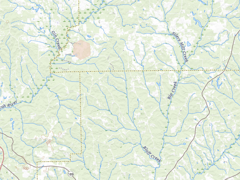 Radar-estimated hail-size map of the storm over Glenwood, AL on Jul 18, 2026