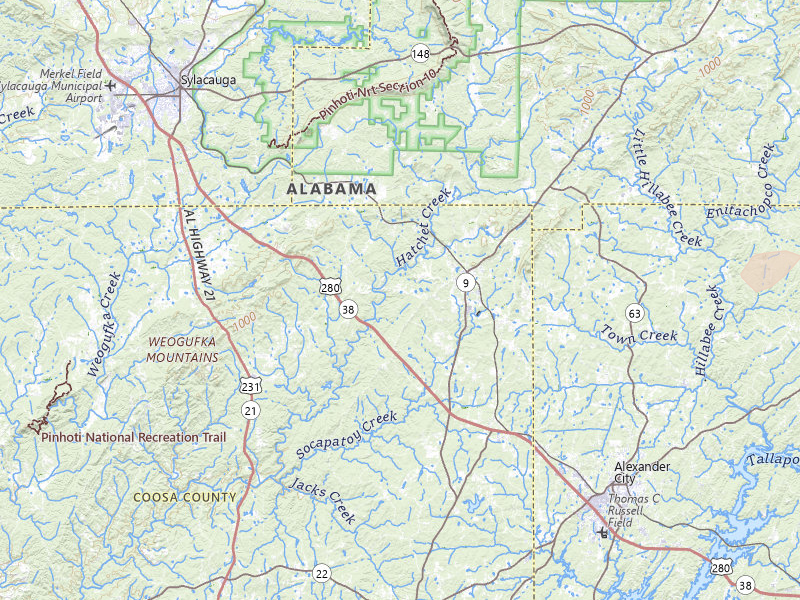 Radar-estimated hail-size map of the storm over Goodwater, AL on Jul 9, 2026